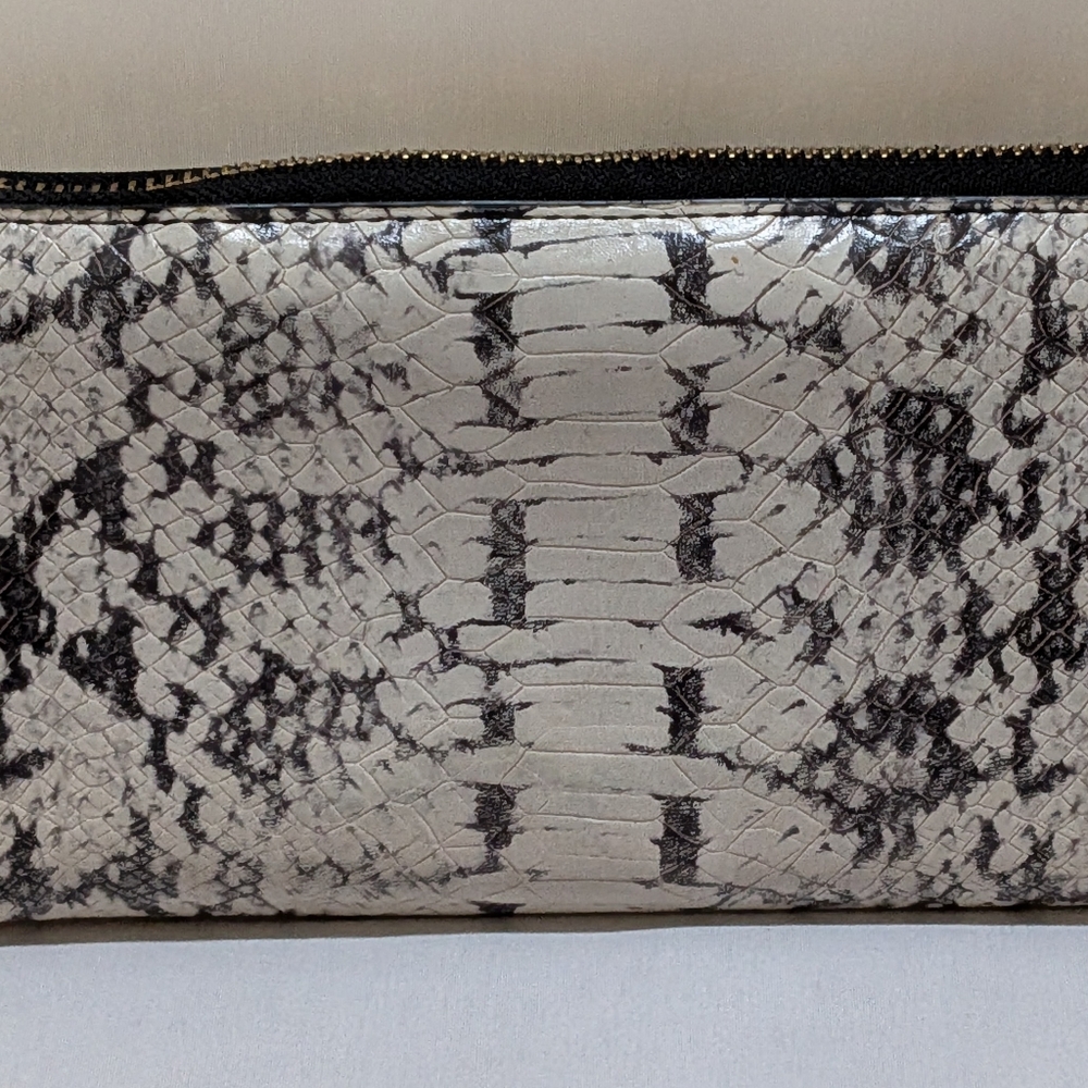 Coach Python Embossed Zip Wallet Black White Snak… - image 4